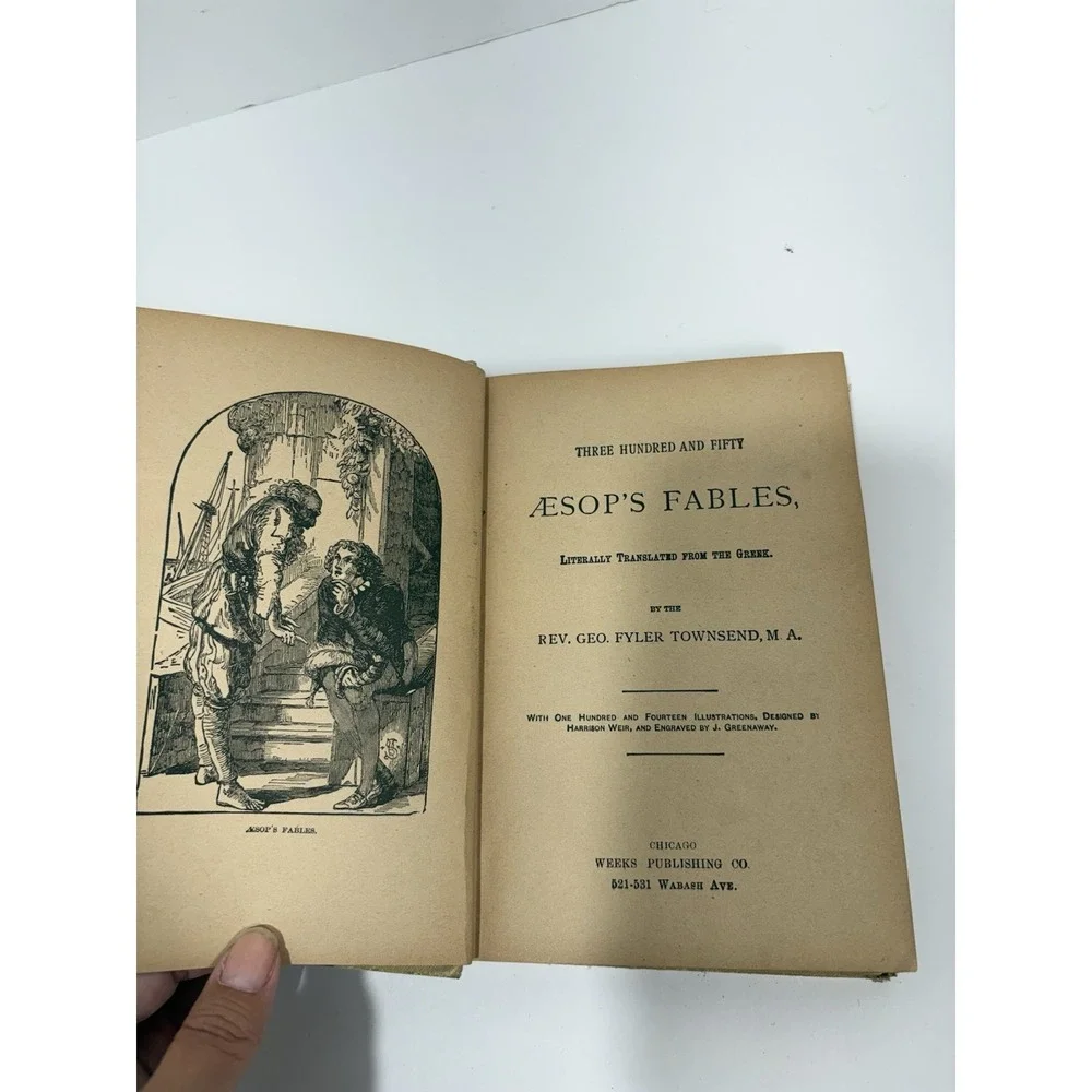 Aesop's Fables Three Hundred And Fifty Fables 1850's Chicago Weeks Publishing Co